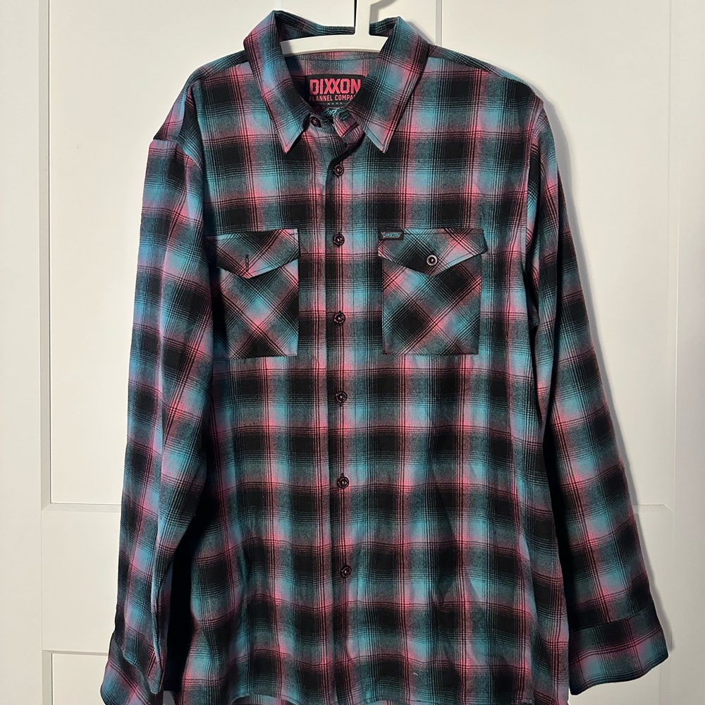 Dixxon SHREDDY Men's Blue and Pink Plaid Shirt